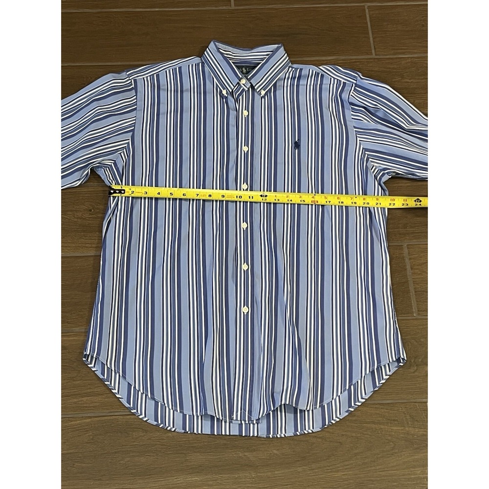 RALPH LAUREN Men's Blue Stripe Classic Fit Long-Sleeve Shirt Button-Down Large - Picture 3 of 6
